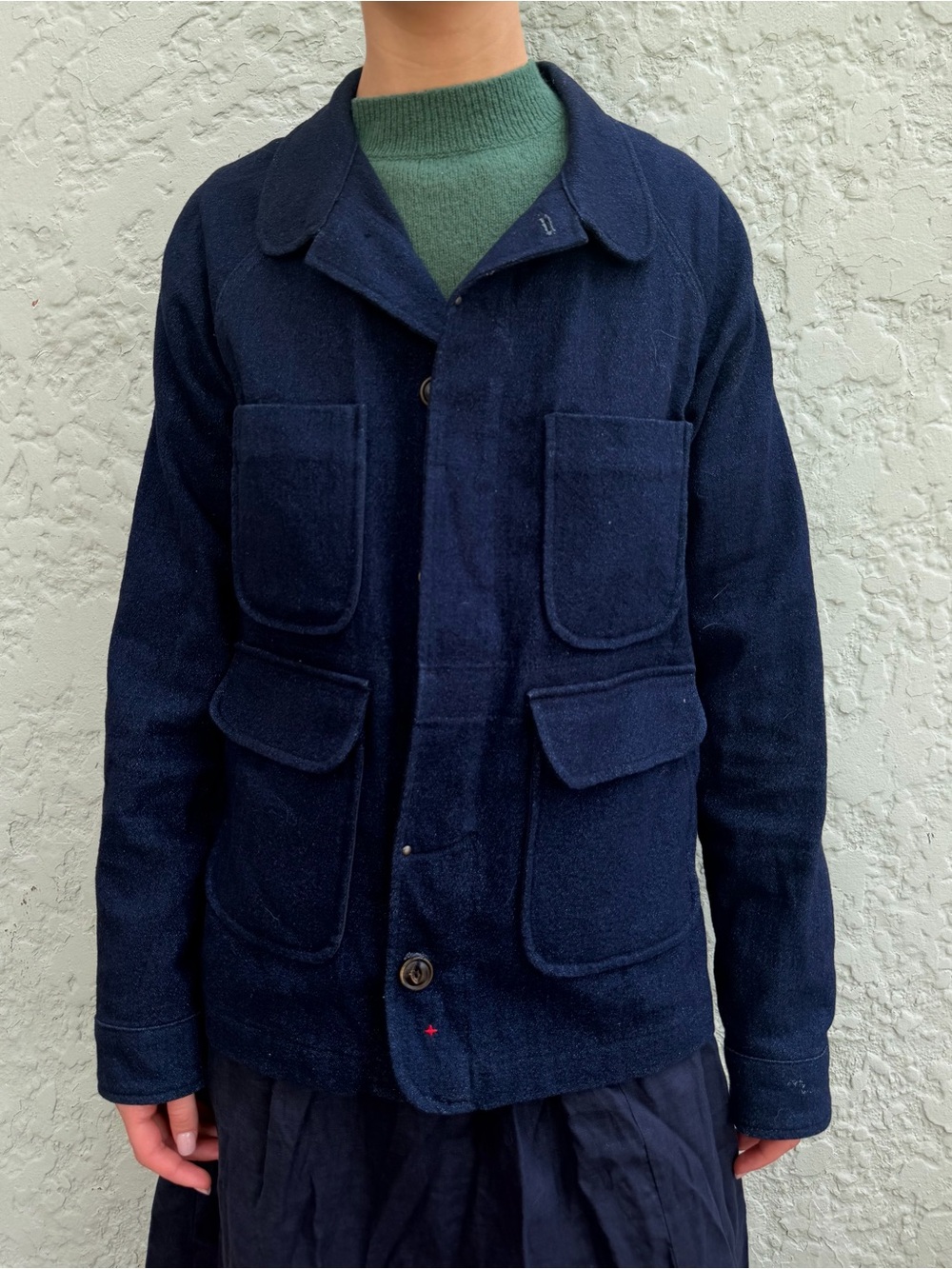 Men's Navy Field Jacket with Multiple Utility Pockets